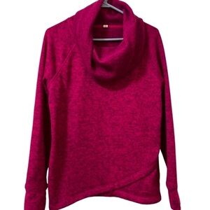 Ideology medium pink marbled cowl neck polyester top bottom design!